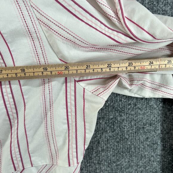 Lane Bryant Shirt Womens 22/24 Pink White Striped Button Down Stretch Plus Size - Picture 6 of 10